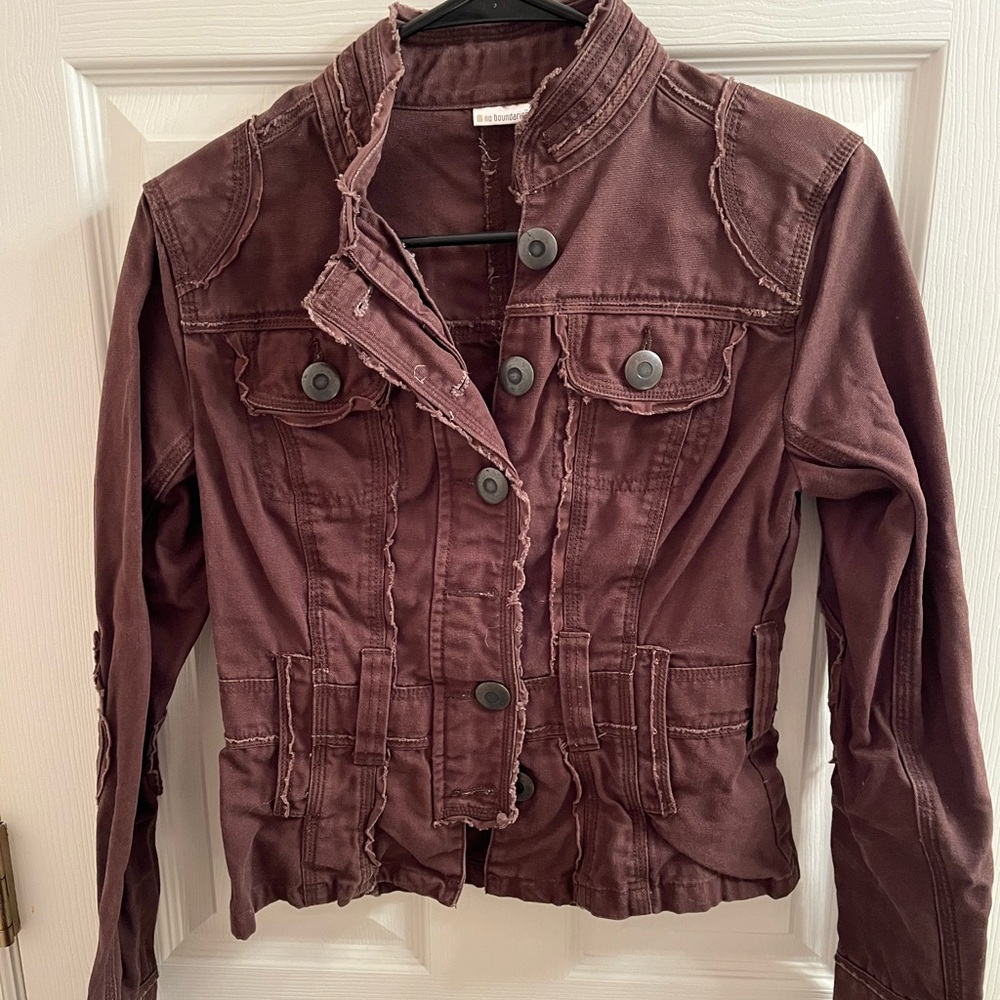 No Boundaries Brown Utility Moto Jacket (Juniors Small 3/5)
